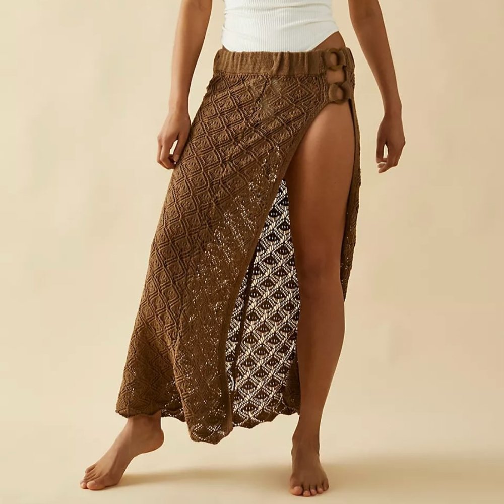 Free People Poolside Fauxchet Sweater Midi Skirt